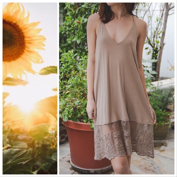 Layering Mocha Lace Slip Dress - Picture 8 of 8